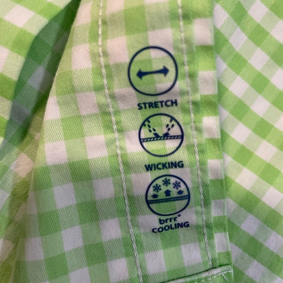 Vineyard Vines On-The-go Brrr° Gingham Button Down LS Shirt Lime Green Size XXL - Picture 7 of 11